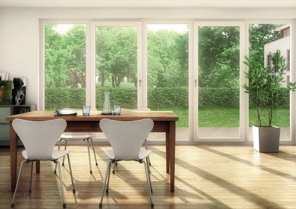 Antrasit PVC pencere modern bina cephesi